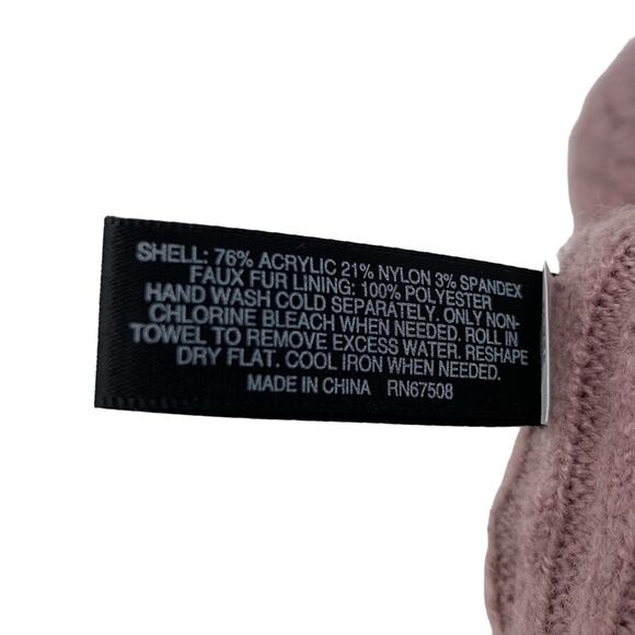 INC Chevron Mauve Cozy Knit Fleece Lined Chenille Mittens One Size - Picture 4 of 5